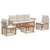 vidaXL Outdoor-Sofagarnitur 6 pcs Nat&uuml;rlich und Cremwei&szlig; Polyester
