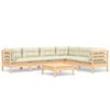 vidaXL 7-tlg. Garten-Lounge-Set mit Creme Kissen Massivholz Kiefer