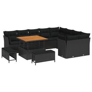 vidaXL Gartensofa-set 12 pcs Schwarz Poly-Rattan