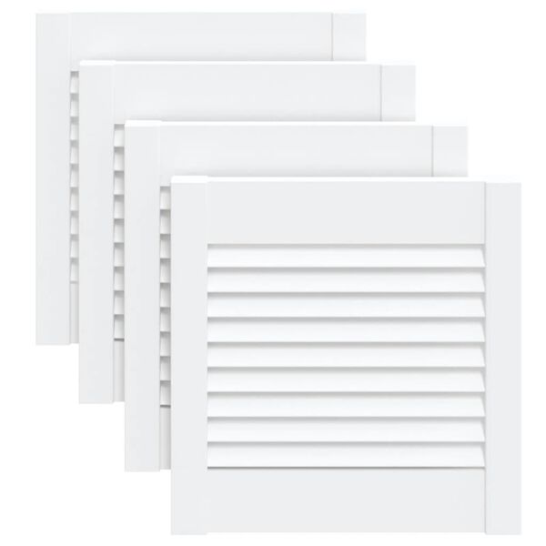 vidaXL Schrankt&uuml;ren Lamellen-Design 4 Stk Wei&szlig; 39,5x39,4 cm Massivholz