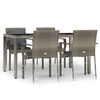 vidaXL 5-tlg. Garten-Essgruppe mit Kissen Grau Poly Rattan