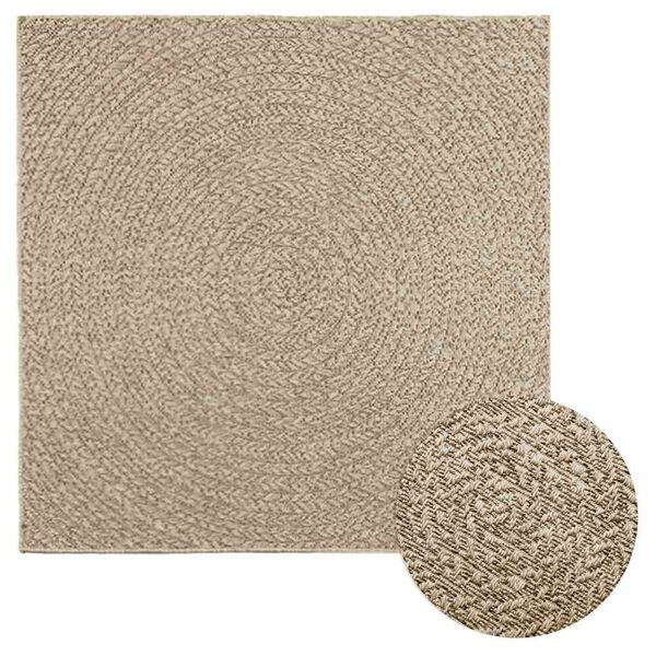 vidaXL Teppich ZIZUR Beige 120x120 cm Jute-Optik Indoor und Outdoor