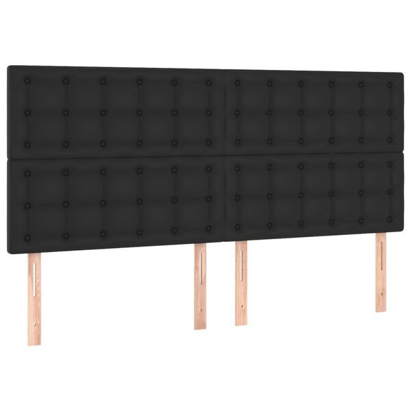 vidaXL Kopfteil Schwarz 200x5x118/128 cm Kunstleder