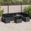 vidaXL Garten-Sofa-Set mit Kissen 9 pcs Schwarz Poly Rattan