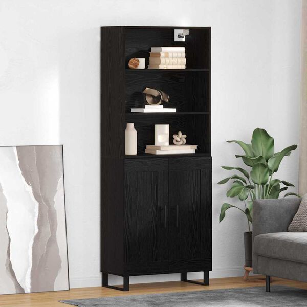 vidaXL Highboard Schwarz Eichen-Optik 69,5 x 34 x 180 cm Holzwerkstoff