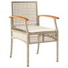 vidaXL 3-tlg. Bistro-Set mit Kissen Beige Poly Rattan Akazienholz