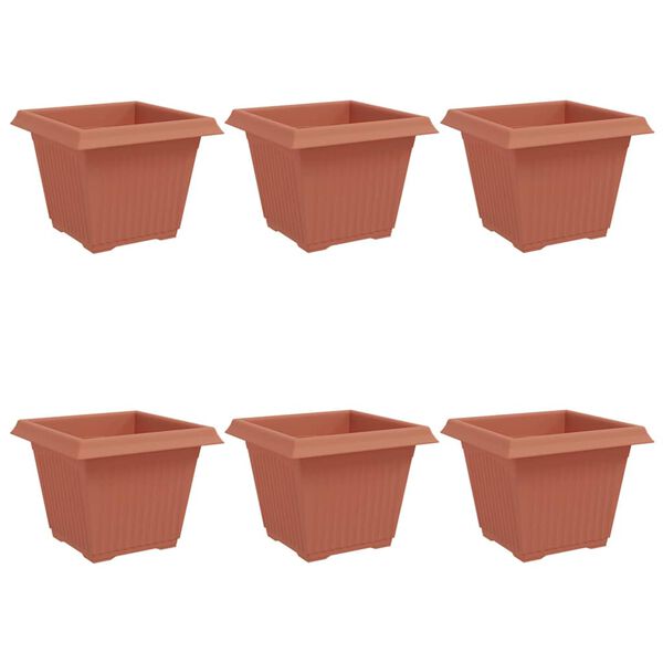 vidaXL Quadratischer Blumentopf 6 pcs Ziegelrot 28,5 x 28,5 x 22 cm