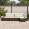 vidaXL Garten-Sofa-Set mit Kissen 5 pcs Braun und Creme Poly-Rattan