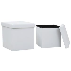 vidaXL Hocker mit Stauraum 2 Stk. Wei&szlig; Kunstleder