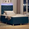 vidaXL LED Boxspringbett mit Matratze Blau 120 x 200 cm Stoff