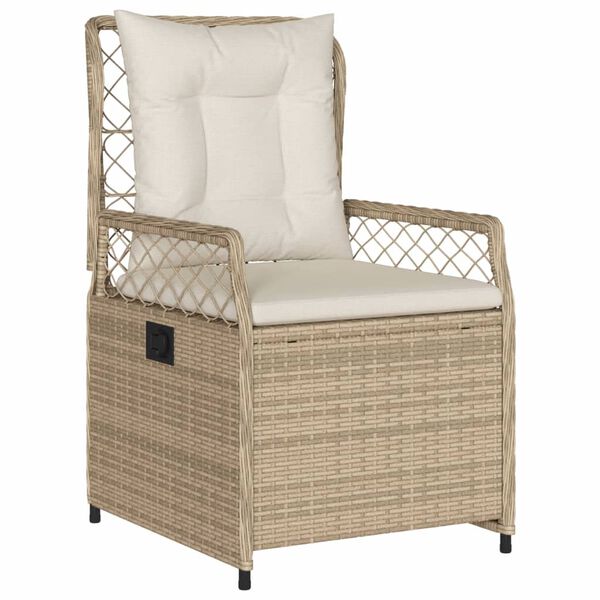 vidaXL 7-tlg. Garten-Essgruppe mit Kissen Beige Poly Rattan