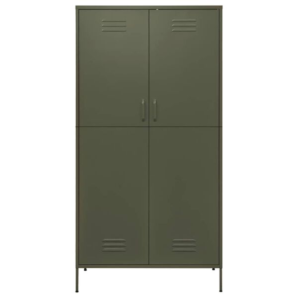 vidaXL Kleiderschrank Olivgr&uuml;n 90x50x180 cm Stahl