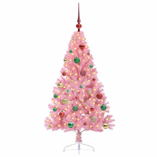 vidaXL K&uuml;nstlicher vorbeleuchteter Weihnachtsbaum Rosa 150 cm PVC