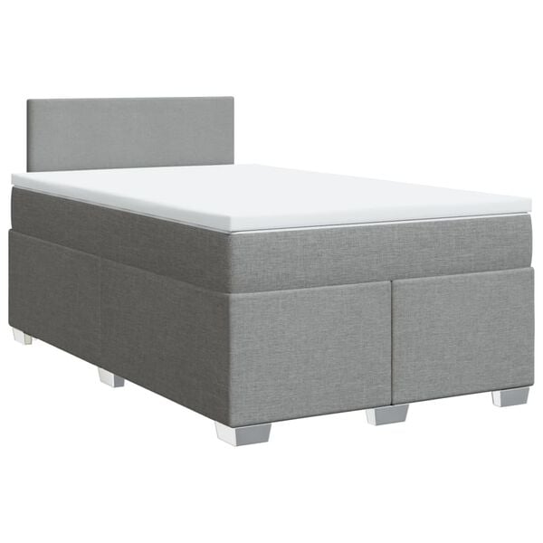 vidaXL Boxspringbett mit Matratze Hellgrau 120x190 cm Stoff