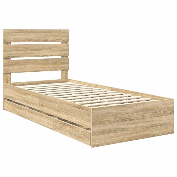 vidaXL Bettrahmen Sonoma-Eiche 90 x 190 cm Ingenieurs Holz