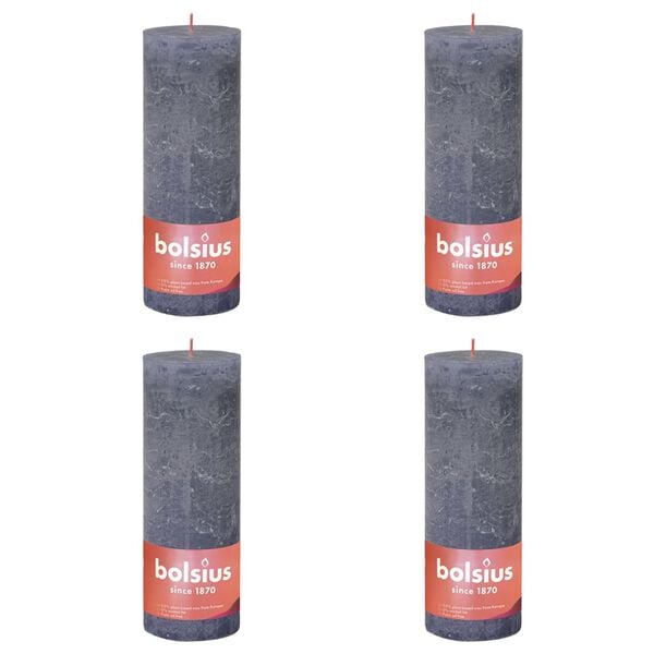 Bolsius Rustikale Stumpenkerzen Shine 4 Stk. 190x68 mm D&auml;mmerungsblau