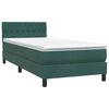 vidaXL Boxspringbett mit Matratze Dunkelgr&uuml;n 100x220 cm Samt