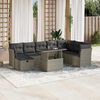 vidaXL 9-tlg. Garten-Sofagarnitur mit Kissen Hellgrau Poly Rattan
