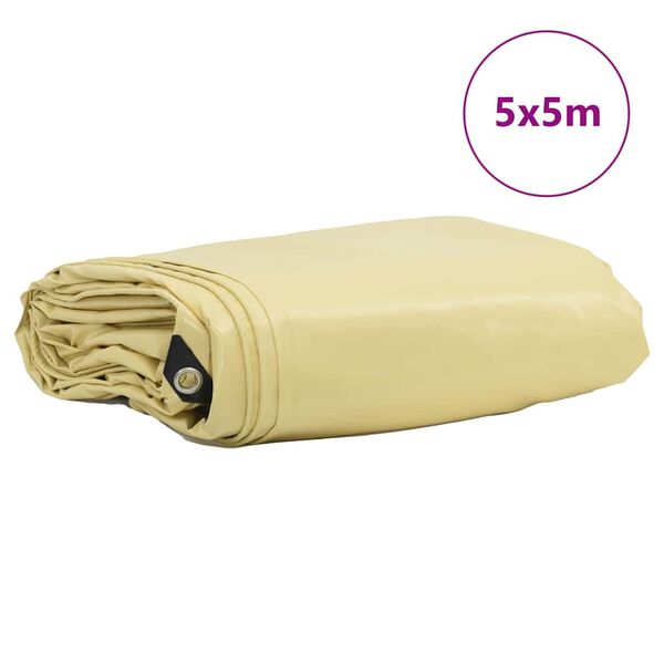 vidaXL Plane 650g / m&sup2; Beige 5 x 5 m Canvas mit PVC-Beschichtung