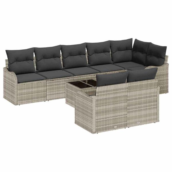 vidaXL Gartensofa-set 9 pcs Hellgrau Poly-Rattan