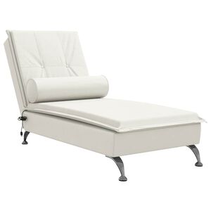 vidaXL Massage-Chaiselongue mit Nackenrolle Creme Samt