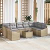 vidaXL Sofa Set mit Kissen 10 pcs Beige Poly Rattan
