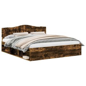 vidaXL Bettrahmen Ger&auml;ucherte Eiche 200 x 200 cm Massives Kiefernholz