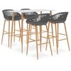 vidaXL 5-tlg. Bar-Set Wei&szlig; und Grau