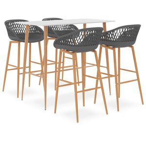vidaXL 5-tlg. Bar-Set Wei&szlig; und Grau