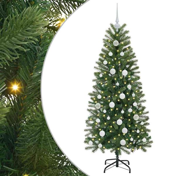 vidaXL K&uuml;nstlicher Weihnachtsbaum mit 150 LEDs Gr&uuml;n 150 cm PE und PVC