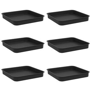 vidaXL Quadratisches Blumentablett 6 pcs Schwarz 15 x 15 x 2 cm