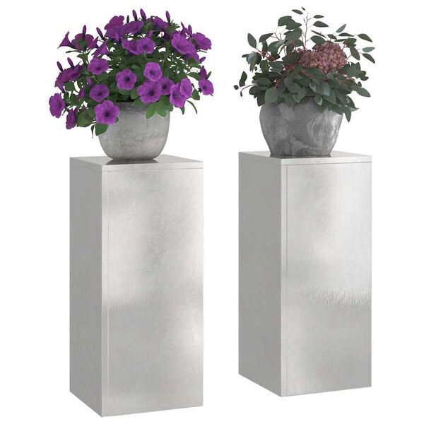 vidaXL Pflanzenst&auml;nder 2 pcs Silber 24 x 24 x 55 cm Edelstahl