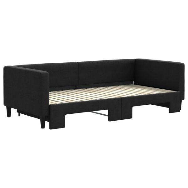 vidaXL Tagesbett Ausziehbar Schwarz 90x190 cm Stoff