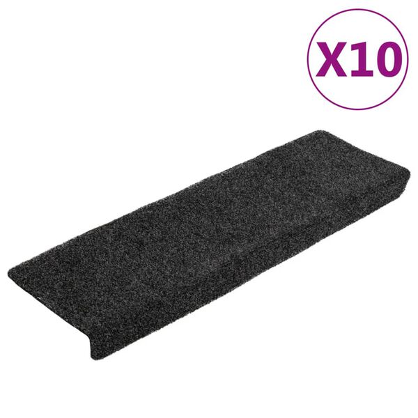 vidaXL Stufenmatten Selbstklebend 10 Stk. 65x21x4 cm Grau Rechteckiger Rand