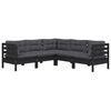 vidaXL 5-tlg. Garten-Lounge-Set mit Kissen Schwarz Kiefer Massivholz