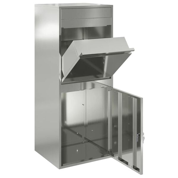 vidaXL Paketdrop-Box mit T&uuml;r Schwarz 41 x 38 x 103 cm Verzinkter Stahl