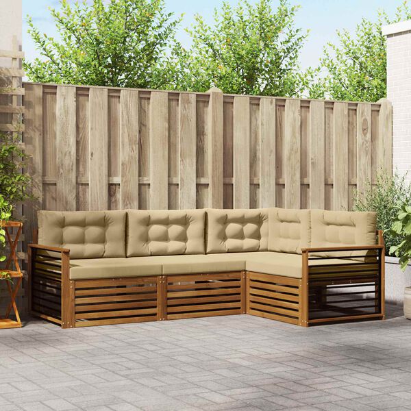 vidaXL Outdoor-Sofagarnitur mit Kissen 4 pcs Natur und Beige