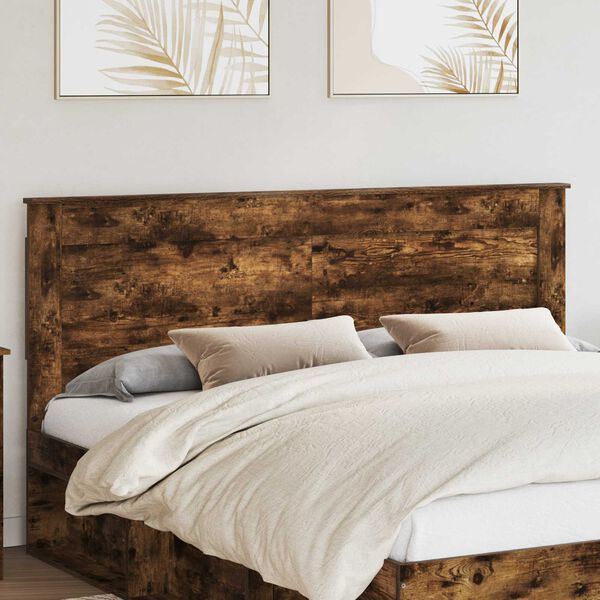 vidaXL Kopfteil mit Kopfteil Ger&auml;ucherte Eiche 200 cm Holzwerkstoff