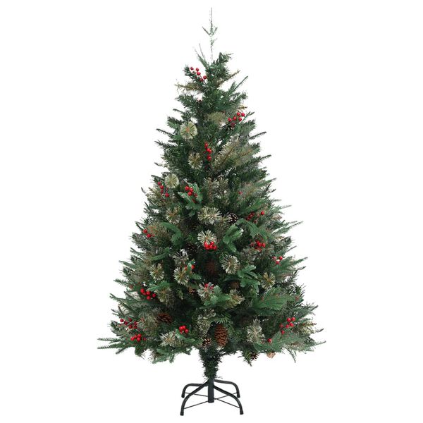 vidaXL Weihnachtsbaum mit Zapfen Gr&uuml;n 150 cm PVC & PE