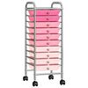 vidaXL Schubladenwagen mit 10 Schubladen Ombre Rosa Kunststoff