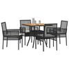 vidaXL Garten Essgruppe 5 pcs Schwarz Poly-Rattan