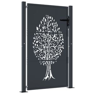 vidaXL Gartentor Anthrazit 100x125 cm Stahl Baum-Design