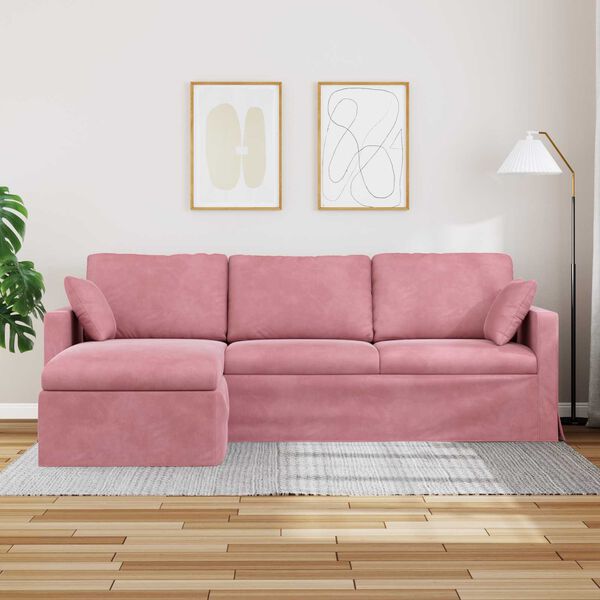 vidaXL Sofa Rosa Gesamtabmessungen: 228 x 134 x 80 cm (B x T x H) Samt