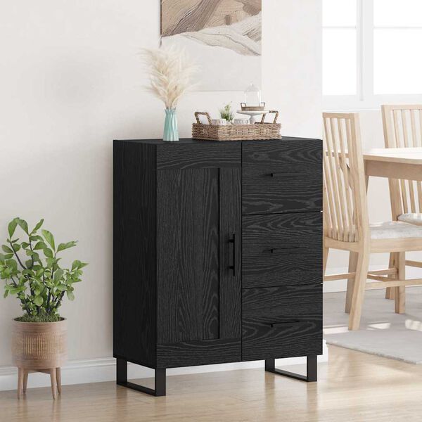vidaXL Sideboard mit Schubladen Schwarz Eichen-Optik 69,5 x 34 x 90 cm