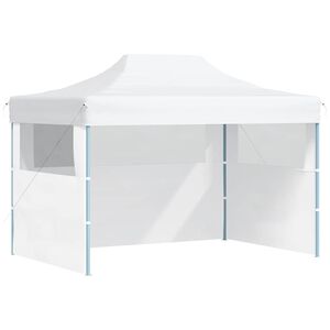vidaXL Profi-Partyzelt Faltbar mit 3 Seitenw&auml;nden 280x410x315 cm Stahl Wei&szlig;