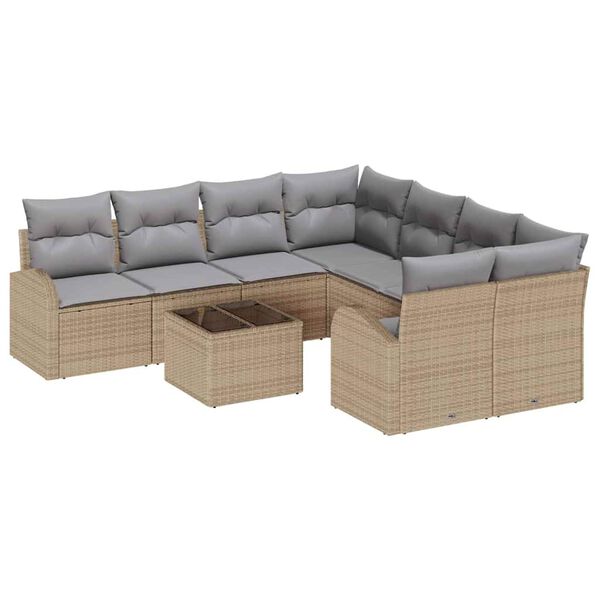 vidaXL Gartensofa-set Beige 55 x 55 x 37 cm Poly-Rattan