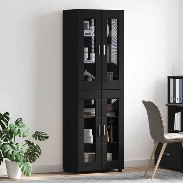 vidaXL Highboard mit Regal Schwarz 60 x 35 x 182 cm Holzwerkstoff