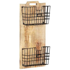 vidaXL Wand-Zeitungsst&auml;nder 33&times;10&times;67 cm Raues Massivholz Mango