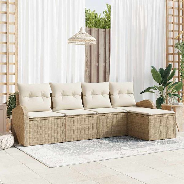 vidaXL Gartensofa-set Beige Poly-Rattan
