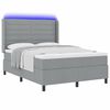 vidaXL LED Boxspringbett mit Matratze Hellgrau 140 x 200 cm Stoff